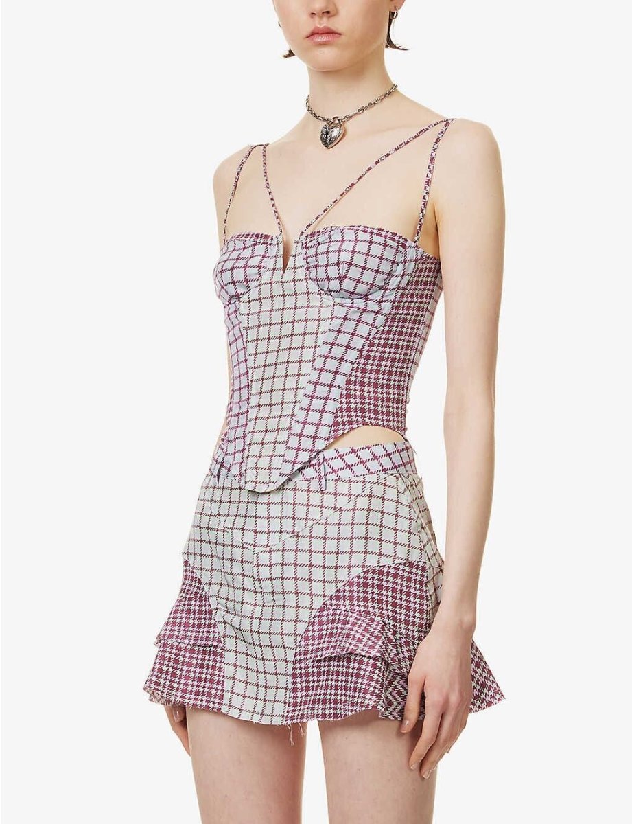 MIAOU Aphex Bristol Check Corset Grunge Core Top - Imagen 3