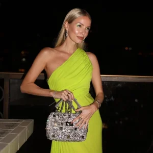 Valentino Garavani Green Pleat Detail One Shoulder Evening Occasion Gown