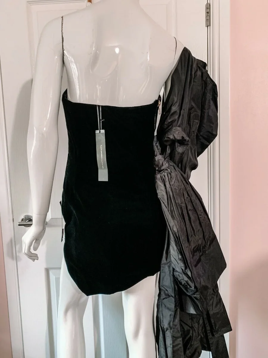 Alexandre Vauthier Black Velvet Dramatic Drape Detail Dress - Imagen 7