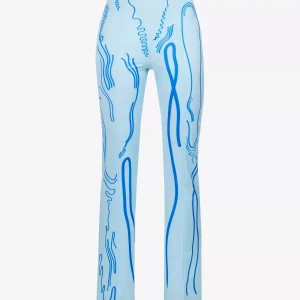 DI PETSA Venus Graphic Print Stretch Blue Shell Trousers