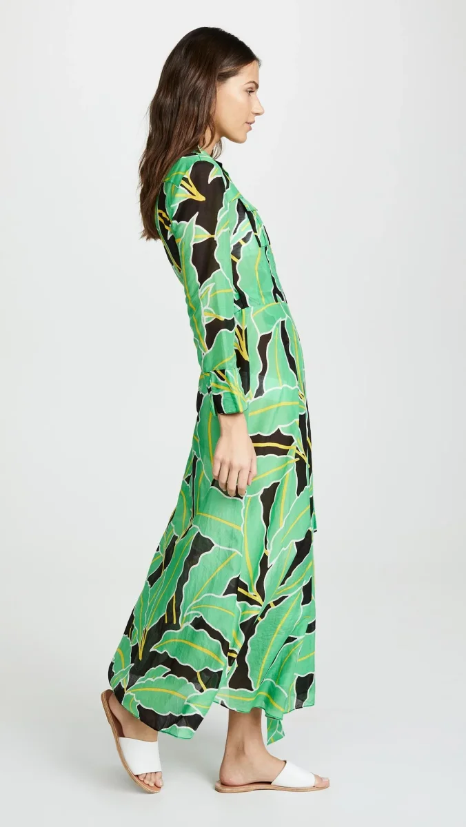 Diane Von Furstenberg DVF Wrap Dress In Windsor Floral Palm Green Print - Imagen 4