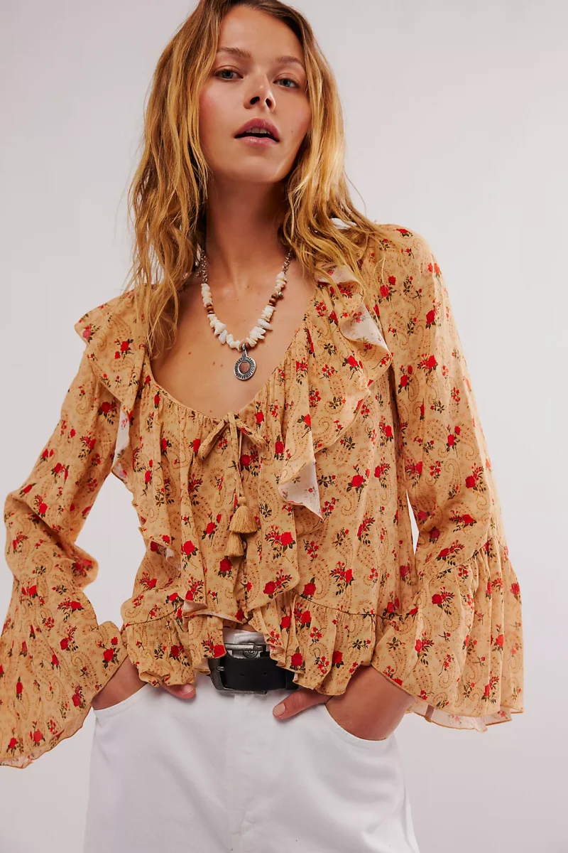 Spell and the Gypsy Fleur Frill Blouse in Butterscotch - Imagen 2