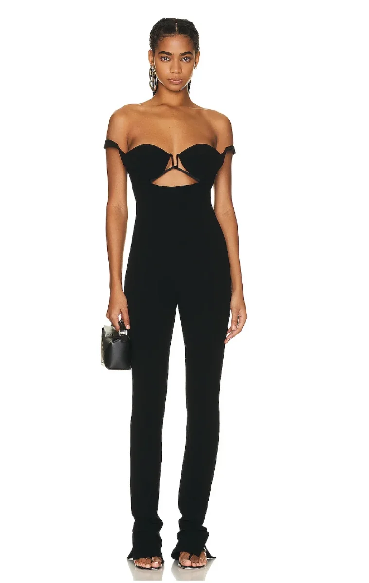 JACQUEMUS Black La Combinaison Bikini Wool Blend Cut Out Jumpsuit - Imagen 6
