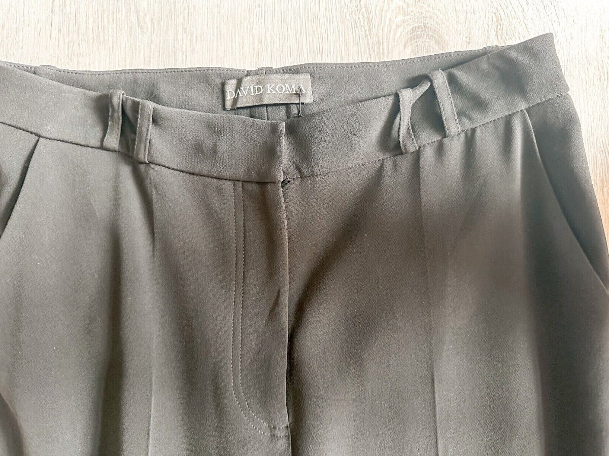 DAVID KOMA Black Cargo Pocket Detail Flared Utility Style Trousers - Imagen 4