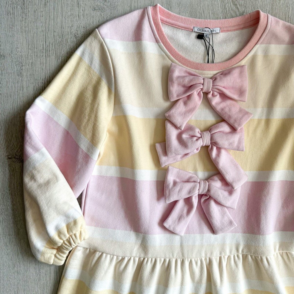 OLIVIA RUBIN Striped Pink Bow Detail Angel Coquette Aesthetic Dress - Imagen 3