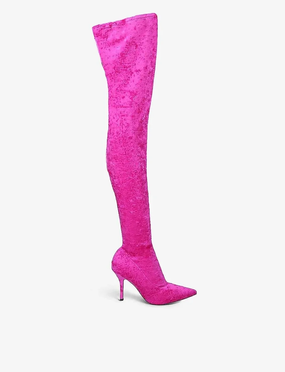 PARIS TEXAS Hot Fuchsia Pink Mama Velvet Knee High Boots