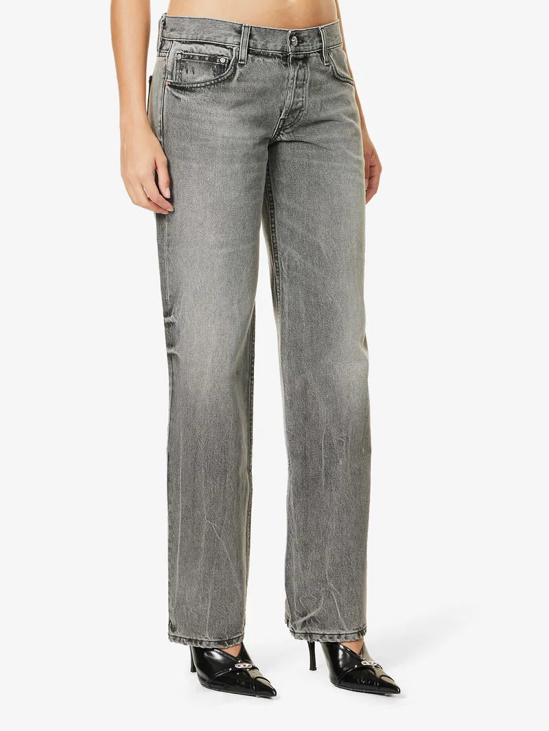 EB Denim Grey Low Rise Relaxed Wide-Leg Jeans - Imagen 4