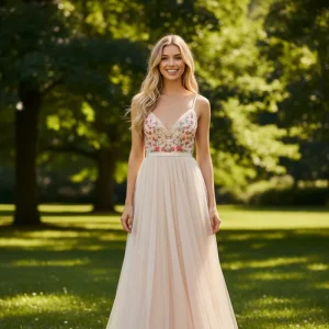 Needle & Thread Floral Embroidered Tulle Midi Dress
