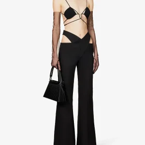 DI PETSA Black Cross Over Flared Trousers