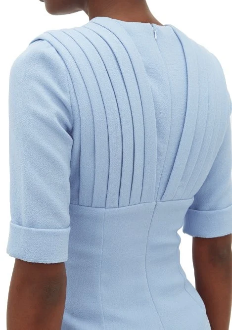 EMILIA WICKSTEAD Bella Pleated Bodice Powder Blue V-Neck Jumpsuit - Imagen 6