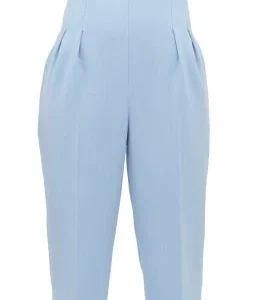 EMILIA WICKSTEAD Bella Pleated Bodice Powder Blue V-Neck Jumpsuit