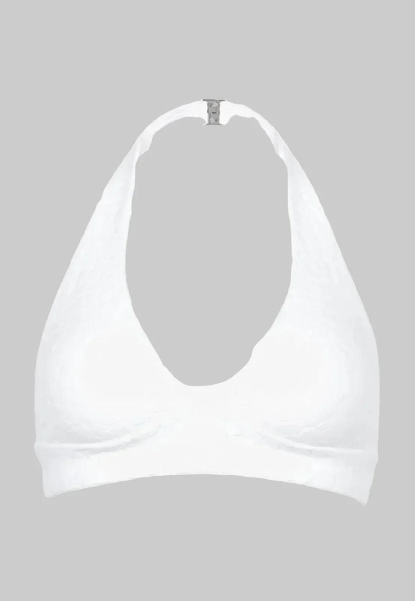 Pain De Sucre White Floral Woven Bikini Top in Mita - Imagen 3