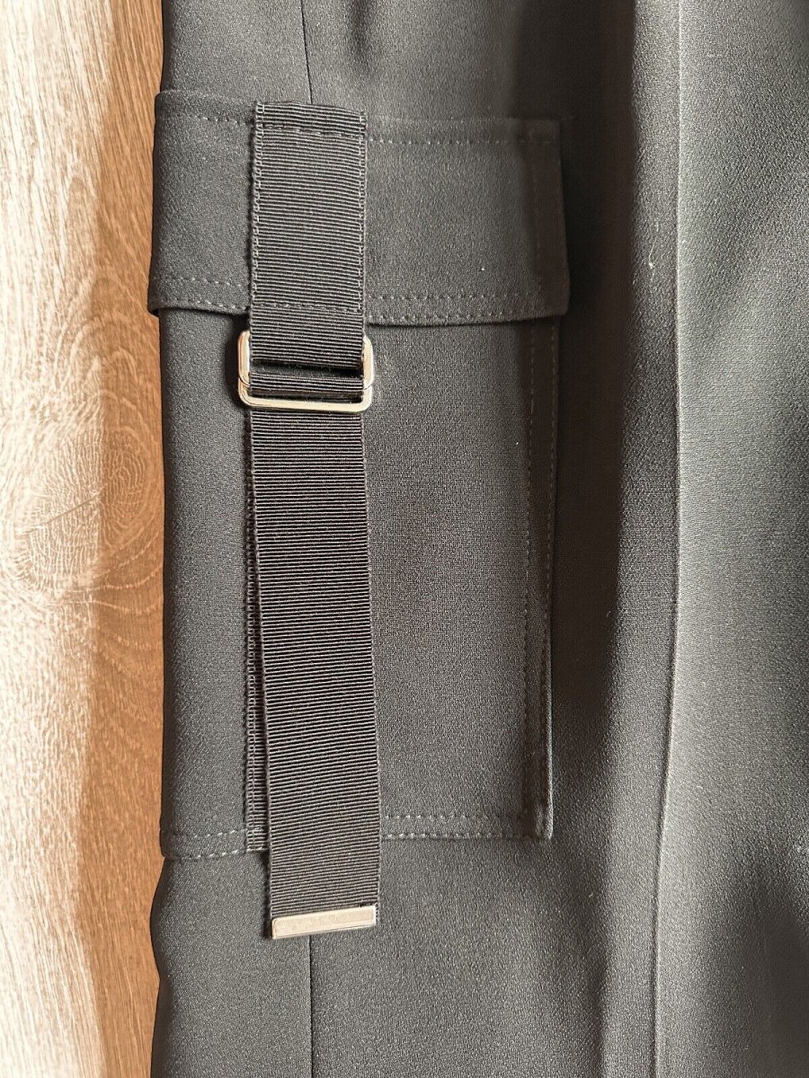 DAVID KOMA Black Cargo Pocket Detail Flared Utility Style Trousers - Imagen 6