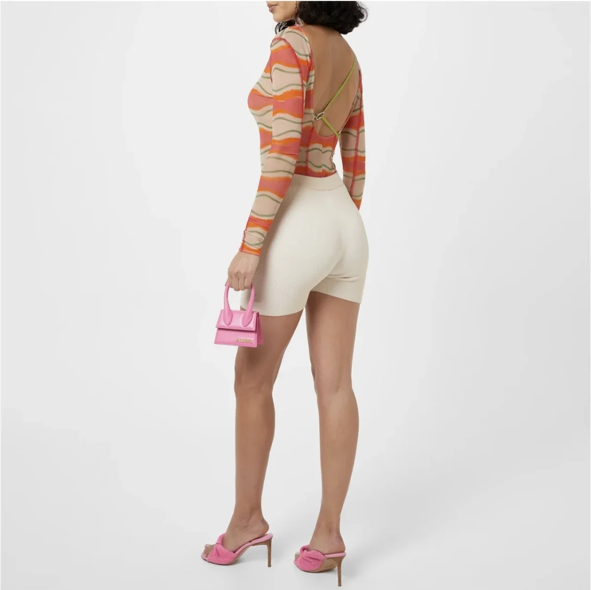 JACQUEMUS Orange Le Raphia Le Body Abanaba Sheer Cut Out Sexy Bodysuit - Imagen 5