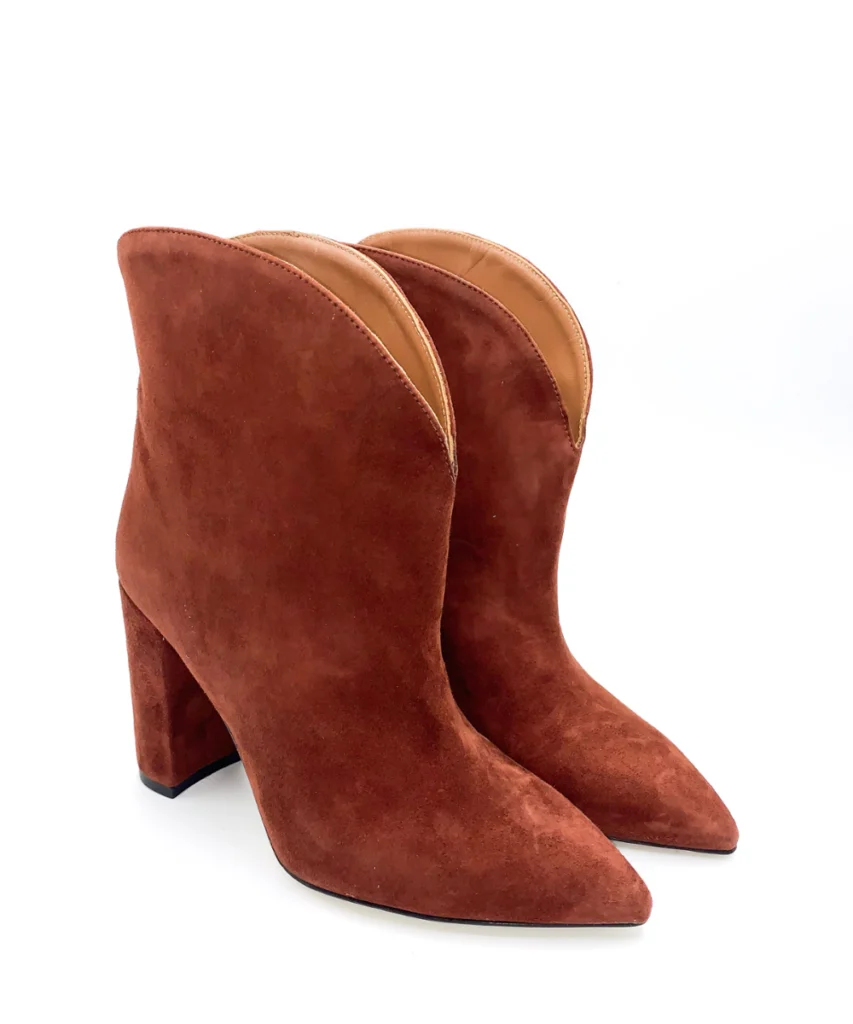 PARIS TEXAS Suede Block High Heel Pointed Toe Ankle Booties Boots - Imagen 3