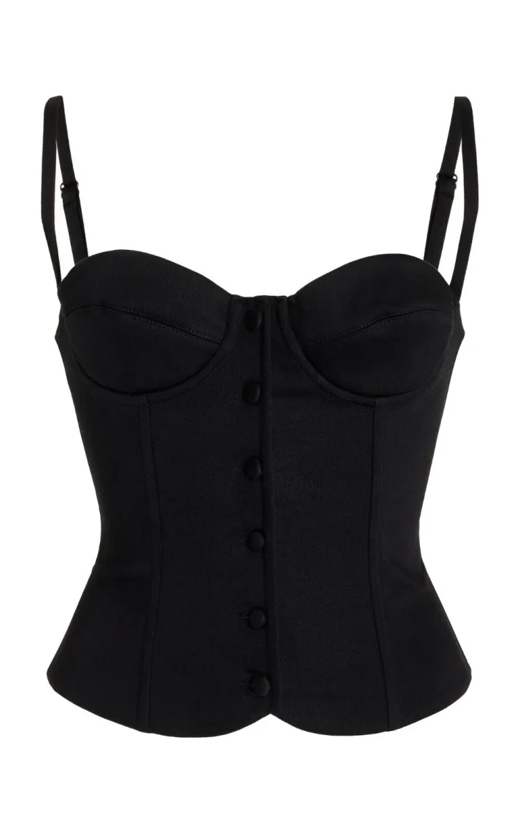 MIRROR PALAIS Black Bustier Button Sweetheart Neck Top - Imagen 2