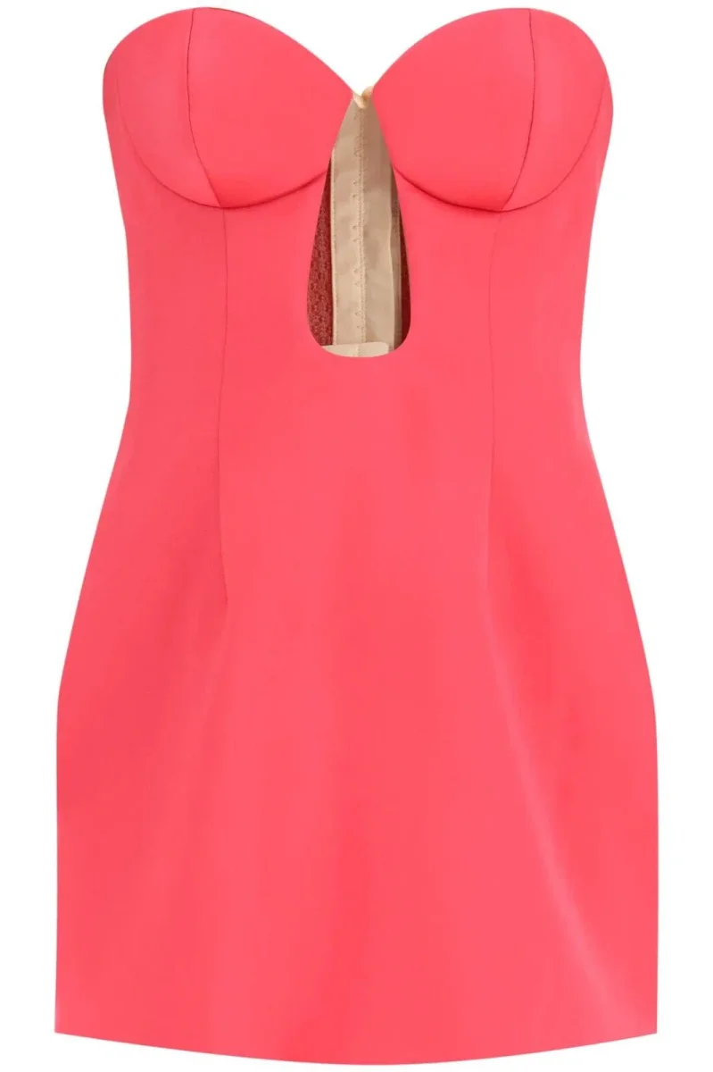 MAGDA BUTRYM Hot Bright Pink Bustier Cut Out Mini Dress - Imagen 3