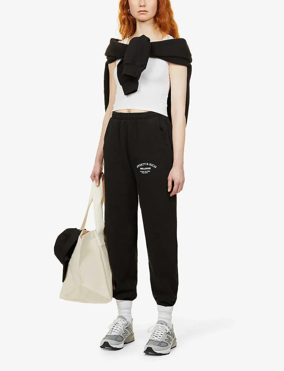SPORTY & RICH Wellness Studio Black Joggers Track Bottoms - Imagen 4