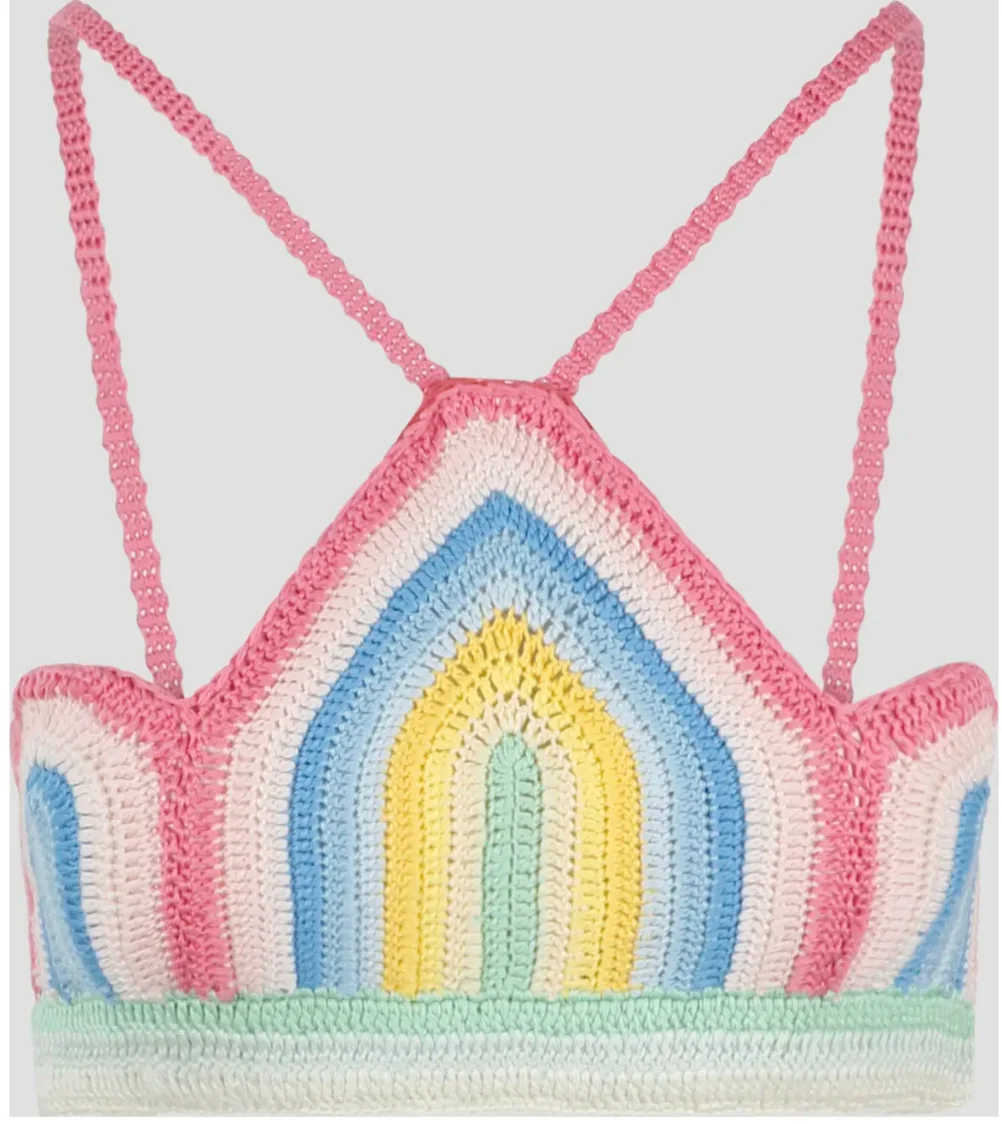CASABLANCA Tennis Club Pastel Crochet Arch Gradient Top - Imagen 3