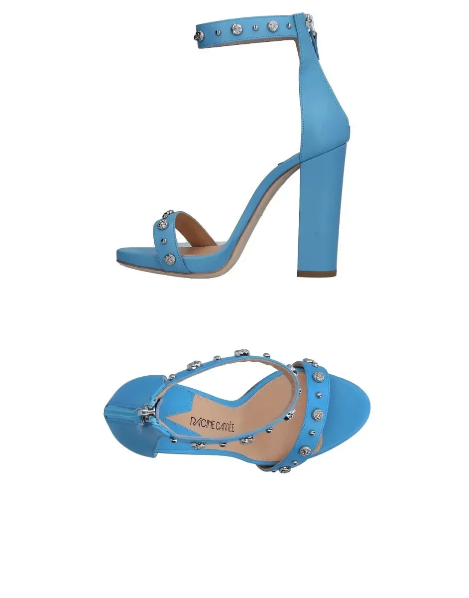 RACINE CARRÉE Studded Azure Blue Sandal Block High Heels - Imagen 4