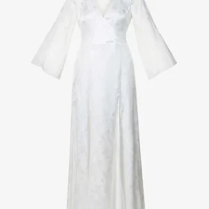Galvan Bridal Havana White Silk Blend Maxi Wrap Boho Beach Wedding Dress