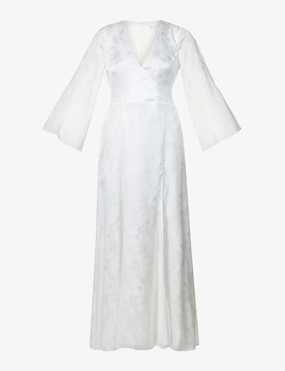Galvan Bridal Havana White Silk Blend Maxi Wrap Boho Beach Wedding Dress - Imagen 2