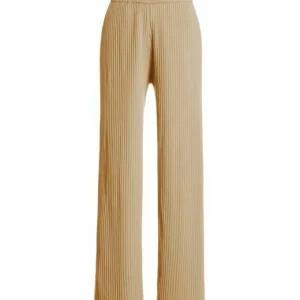 CULT GAIA Natural Sand Beige Jada Rib Knit Straight Leg Trousers