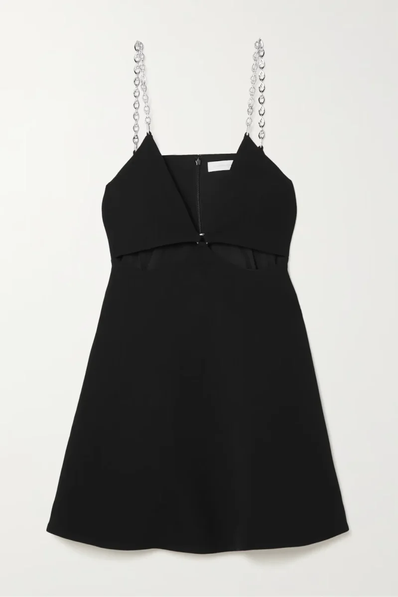 JONATHAN SIMKHAI Black Crystal Strap Cut Out Ellis Mini Dress - Imagen 5