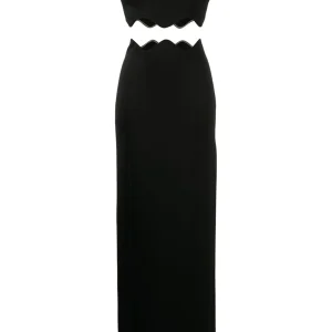 GALVAN LONDON Black Siren Mesh-Panel Maxi Dress