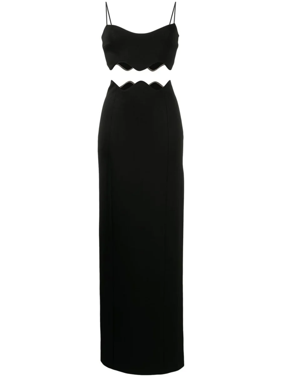 GALVAN LONDON Black Siren Mesh-Panel Maxi Dress - Imagen 2