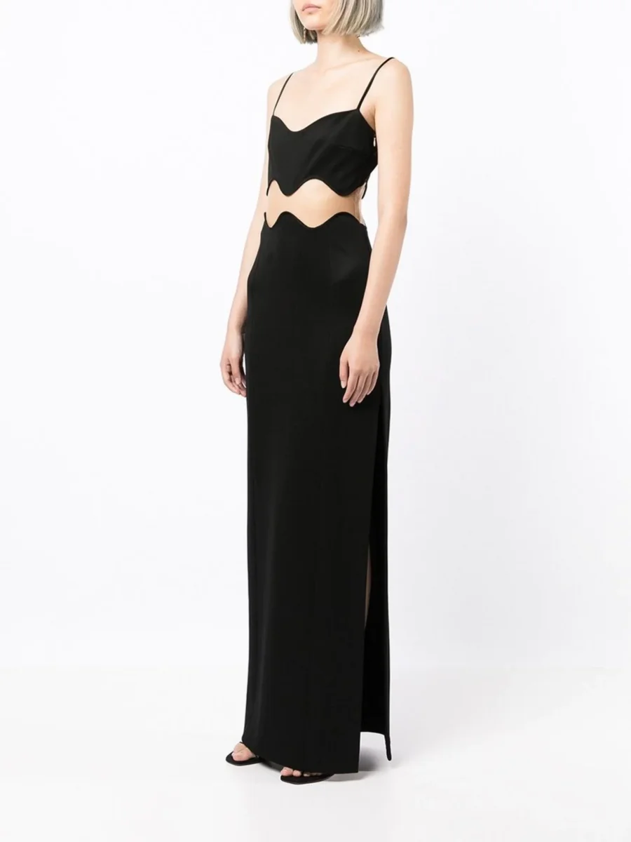 GALVAN LONDON Black Siren Mesh-Panel Maxi Dress - Imagen 7
