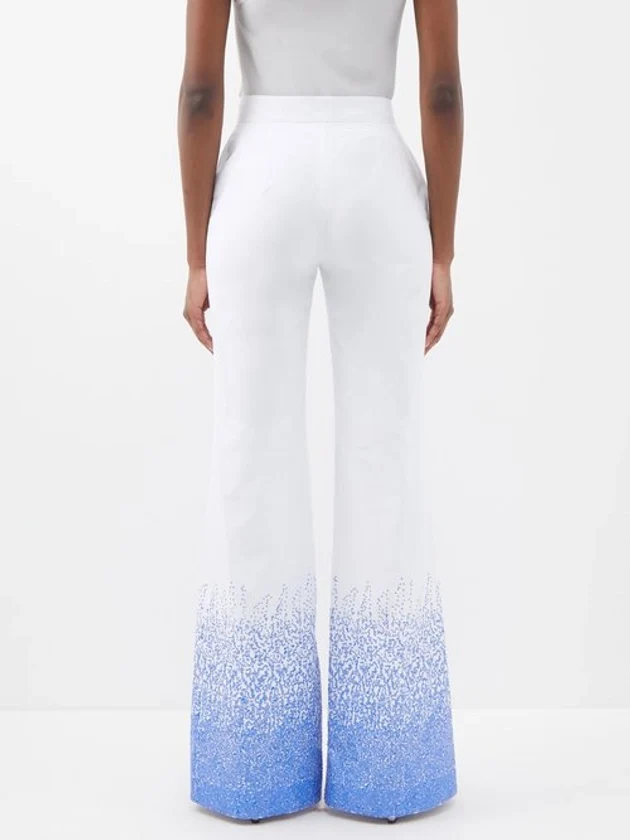 HALPERN Sequinned Cotton Lawn Stovepipe Trousers - Imagen 5