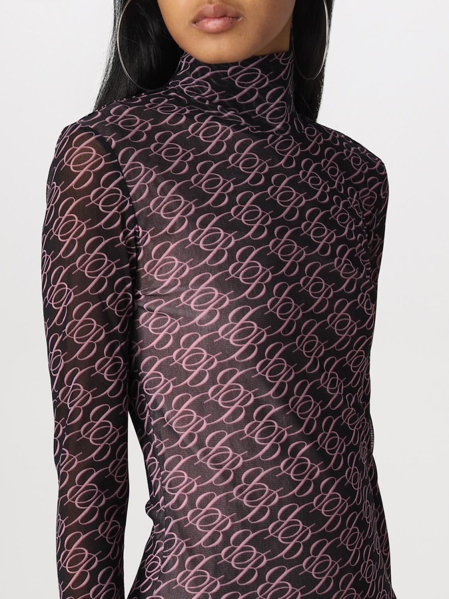 Blumarine Logo Mesh Long Sleeve Dress - Imagen 3