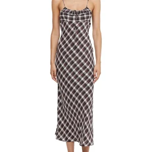 Bec + Bridge Chiara Tie Basket Weave Check Midi Dress