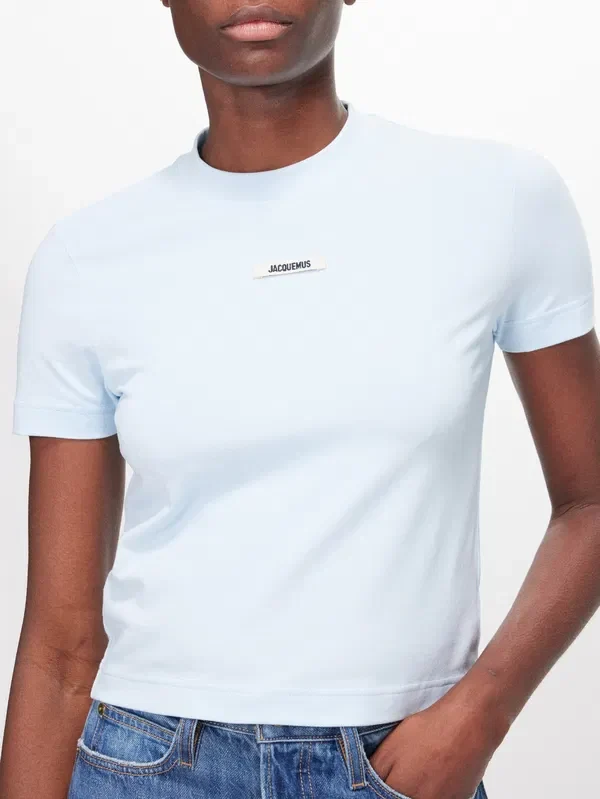 Jacquemus Grosgrain Logo Patch Cotton T-Shirt