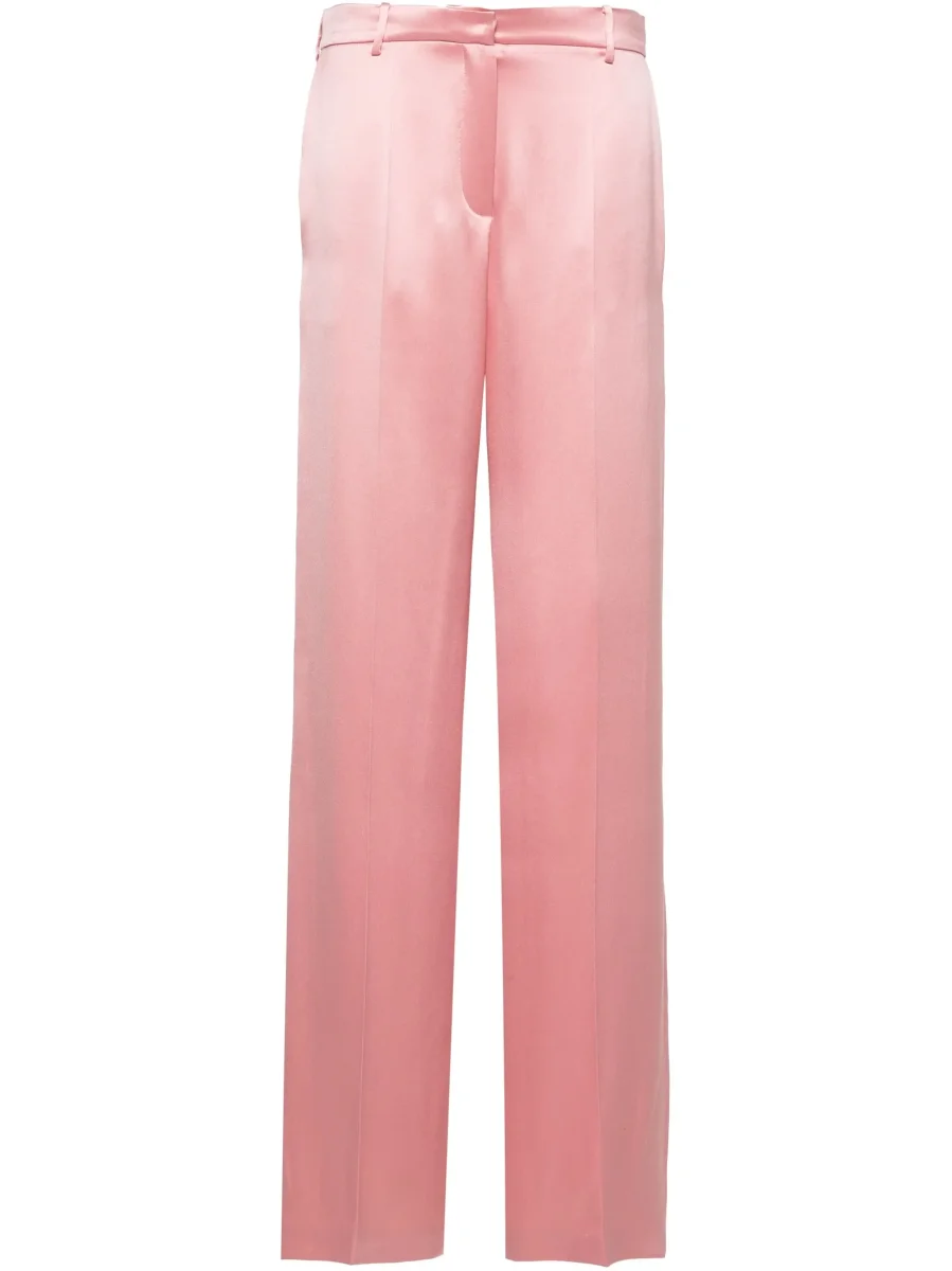 Magda Butrym Pink Silk Satin Tailored Trousers - Imagen 2