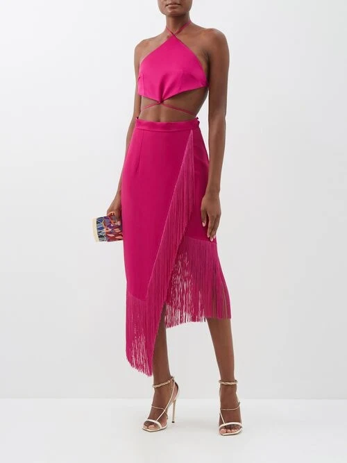 Taller Marmo Pink Cometa Strappy Open-back Halterneck Crepe Top - Imagen 4