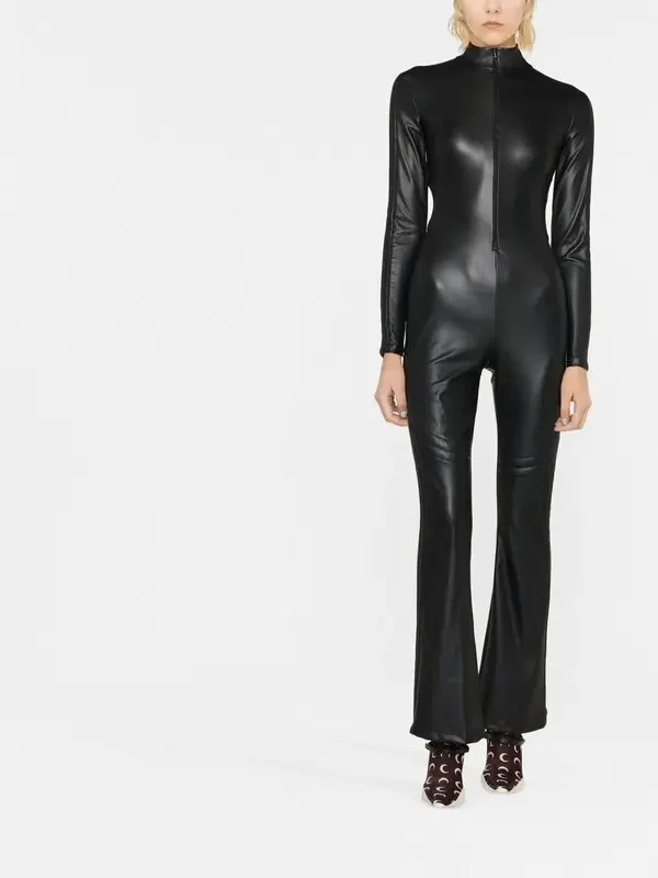 Wolford Black Mighty 80s Vegan Leather Jumpsuit - Imagen 4