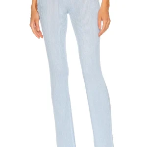 AYA MUSE Blue Ribbed Malachite Flared Pants Trousers