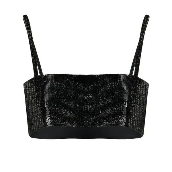 Nuè Studio Black Rhinestone Embellished Crop Top - Imagen 6