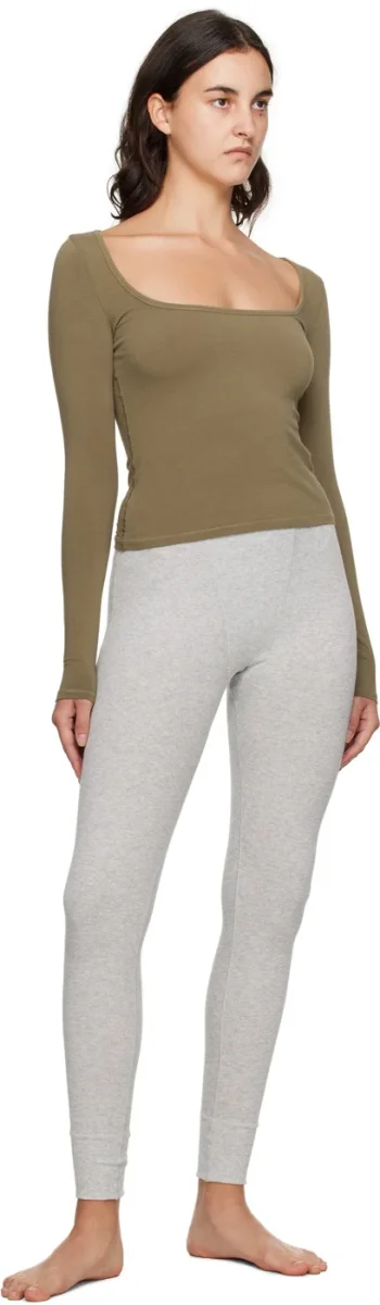 Skims Khaki Green New Vintage Long Sleeve T-Shirt Top - Imagen 3
