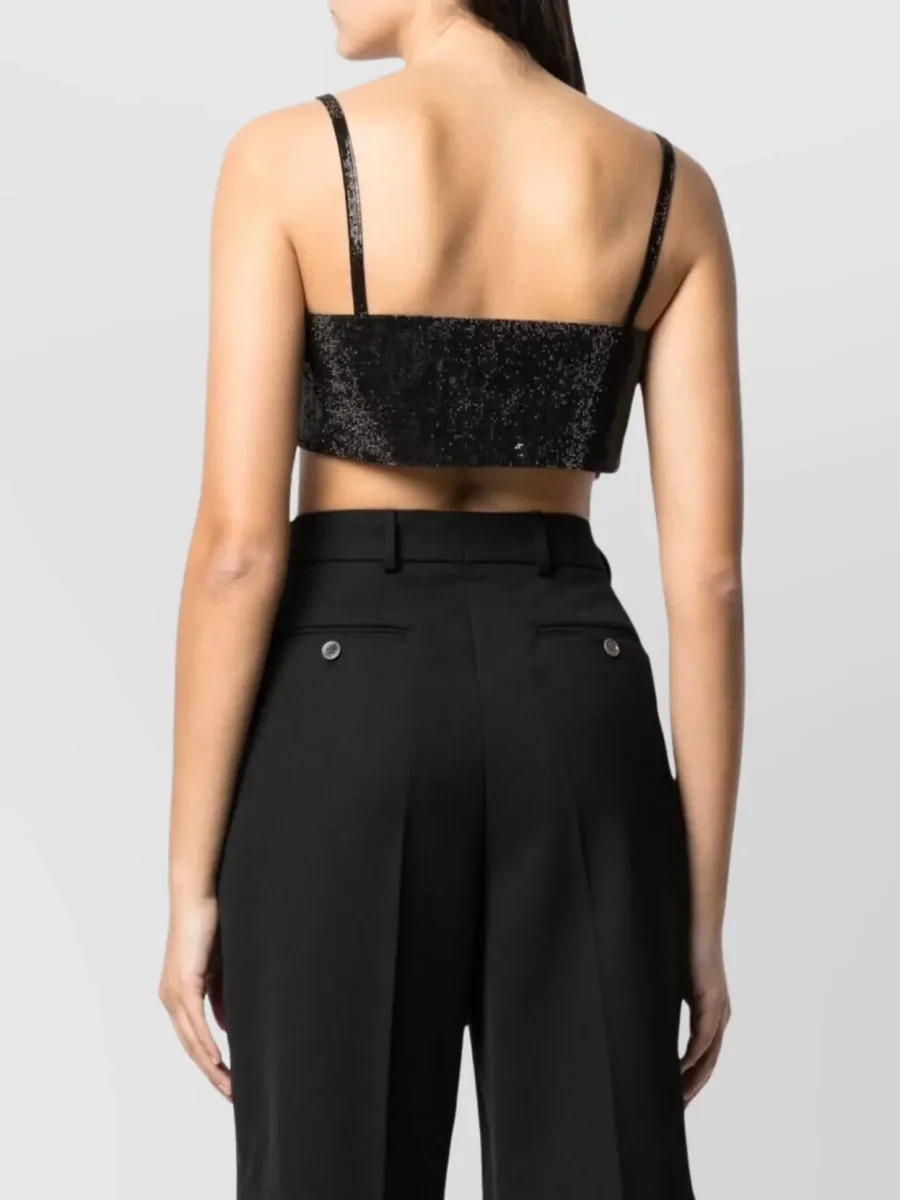Nuè Studio Black Rhinestone Embellished Crop Top - Imagen 9