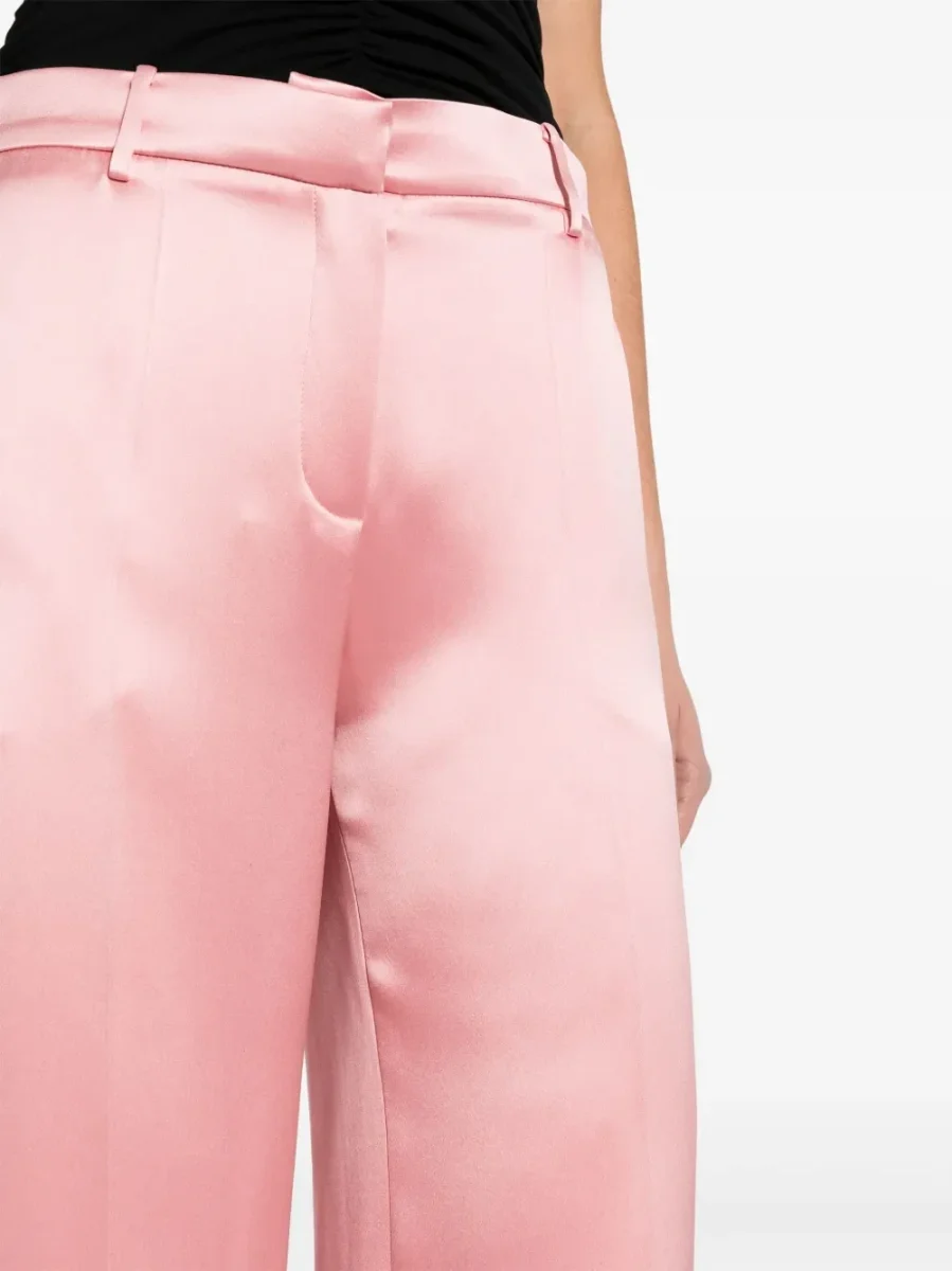Magda Butrym Pink Silk Satin Tailored Trousers - Imagen 9