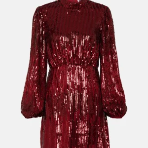 Rixo Red Sequinned Samantha Mini Dress