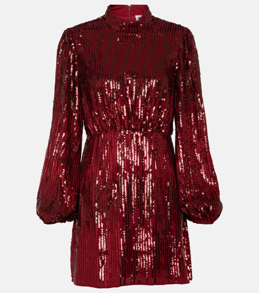 Rixo Red Sequinned Samantha Mini Dress - Imagen 2
