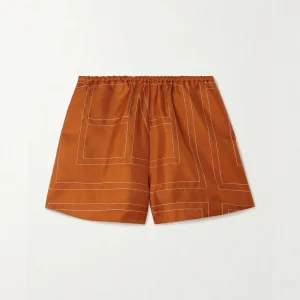 Toteme Silk Monogram Terracotta PJ Shorts