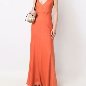 Gabriela Hearst Orange Cashmere Silk Twill Summer Maxi Dress