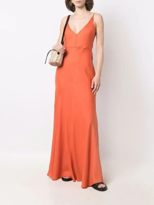 Gabriela Hearst Orange Cashmere Silk Twill Summer Maxi Dress - Imagen 2