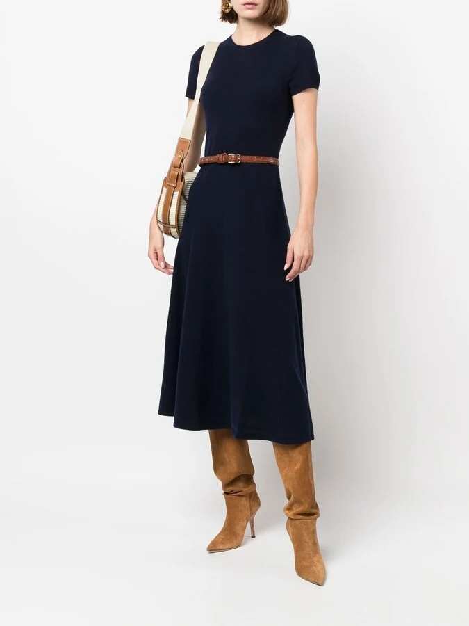 Polo Ralph Lauren Cashmere Navy Short Sleeve Long Dress - Imagen 3