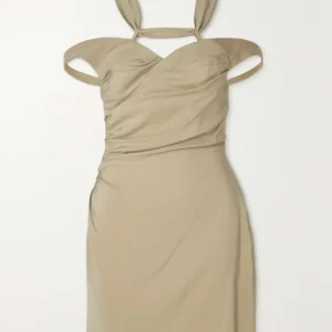 Jacquemus La Robe Soffio Crepe Ruched Strappy Mini Dress